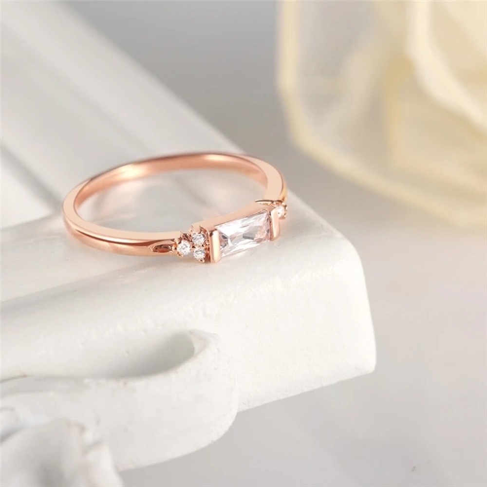 5⭐️ FAV BESTSELLER CZ dainty gold emerald cut ring